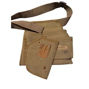 McGuire-Nicholas Vintage Green Tan Canvas Tool Belt with Multiple Pouches